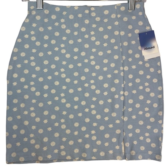 Nordstrom Blue Ditsy Floral Bodycon Mini Skirt S - Picture 1 of 14